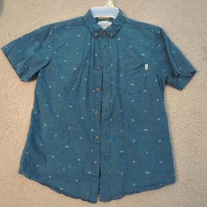 Casual Blue Button Down Shirt with Pattern